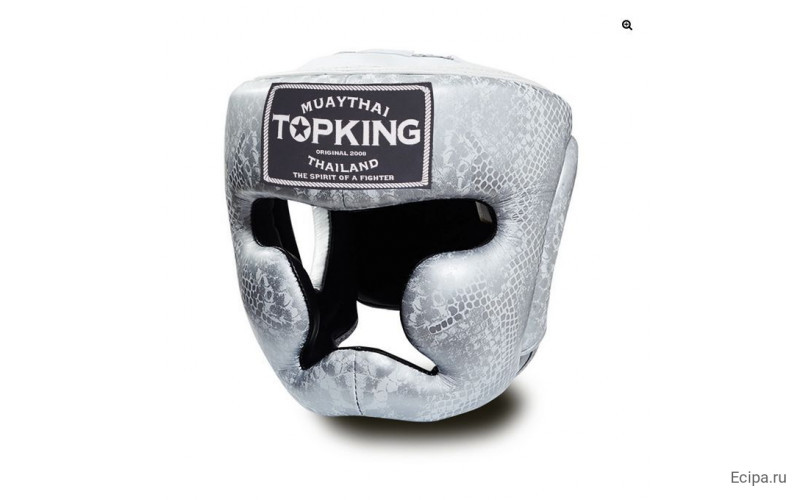 Боксерский шлем Top King Silver / White Snake Edition Head Guard XL