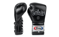 Боксерские перчатки на шнурке Fairtex BGL7 black 14 oz